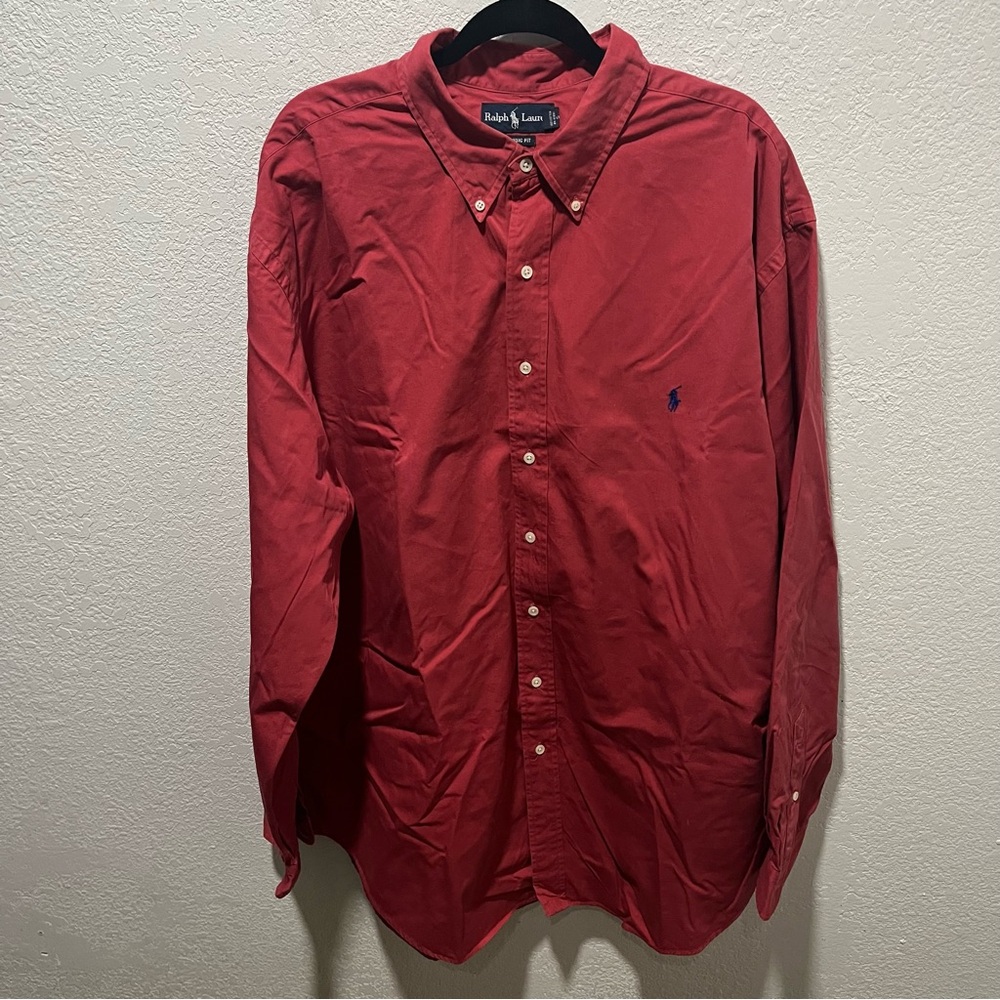 Ralph Lauren Classic Fit Red Button Down Shirt